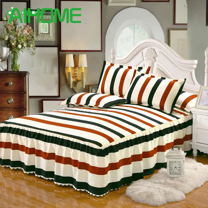 

Europe Style Geometric Wave Point Pattern Bed Skirt Matte Dust Ruffle Queen Size Quilted Lace Bedspread Chandler Bed Skirt