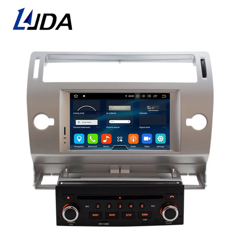 Excellent LJDA 1 Din Android 8.0 Car DVD Player For Citroen C4 Multimedia GPS Navigation Auto Radio Octa Core 4G+32G Headunit Stereo Audio 1