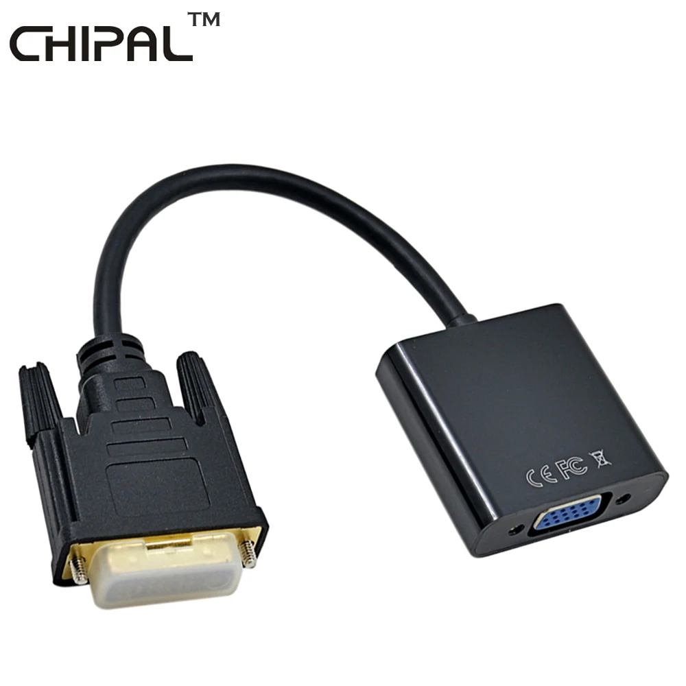 CHIPAL Full HD 1080P DVI-D to VGA Converter 24+1 25Pin Male to 15Pin Female Cable Adapter For PS3 PC Computer Monitor HDTV