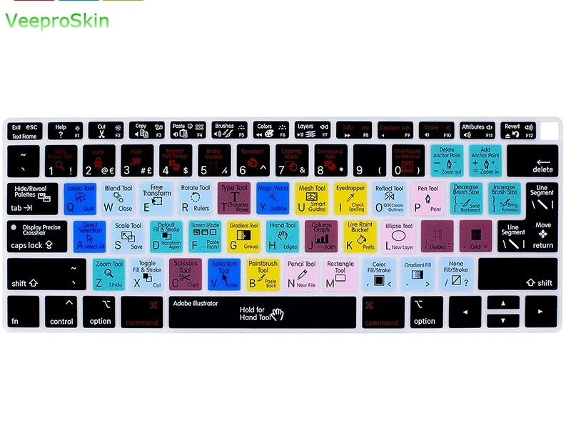 A1932 Per La Copertura Della Tastiera In Silicone Di Scelta Rapida Di Adobe Illustrator Skin Per Macbook Air 13.3 "13 Pollici 2018 2019 Modello A 1932