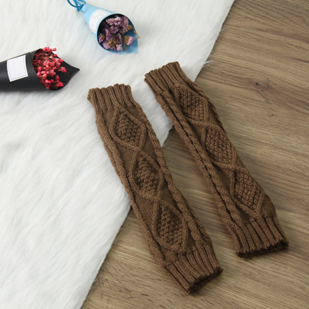 1 пара, женские осенне-зимние трикотажные перчатки, рукавицы на запястье, теплые рукавицы с ромбовидным узором, длинные зимние варежки