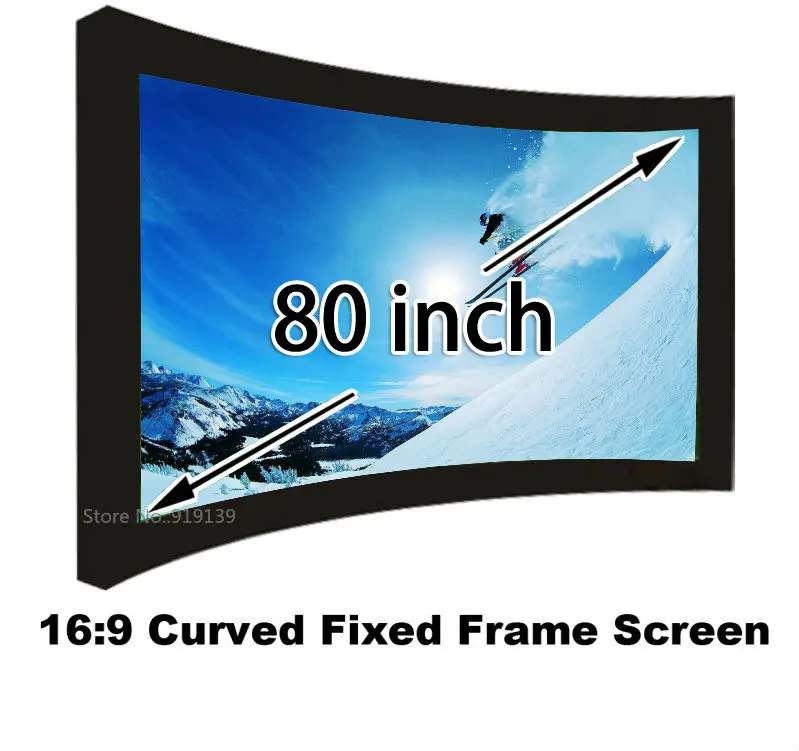 169 Cinema Black Velvet Curved Fixed Frame Projector Screen 80 Inch 3D