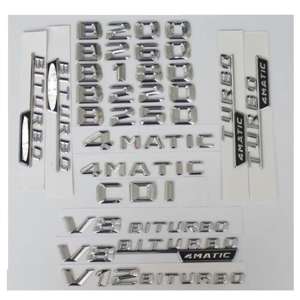 3D хром багажник Буквы Знак Эмблемы для Mercedes Benz W246 W242 B180 B200 B220 B250 B260 V8 BITURBO AMG 4matic интерактивного компакт-диска - изображение