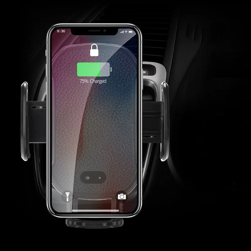 Phone Holder Qi Wireless Car Charger Automatic IR Phone Mount Holder for iPhone XR Samsung Galaxy S9