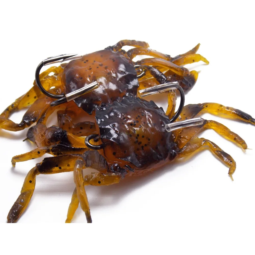 

CATCHSIF 2pcs 3D Crab creature liftlike 1oz soft swim baits with Frog Hook 28g