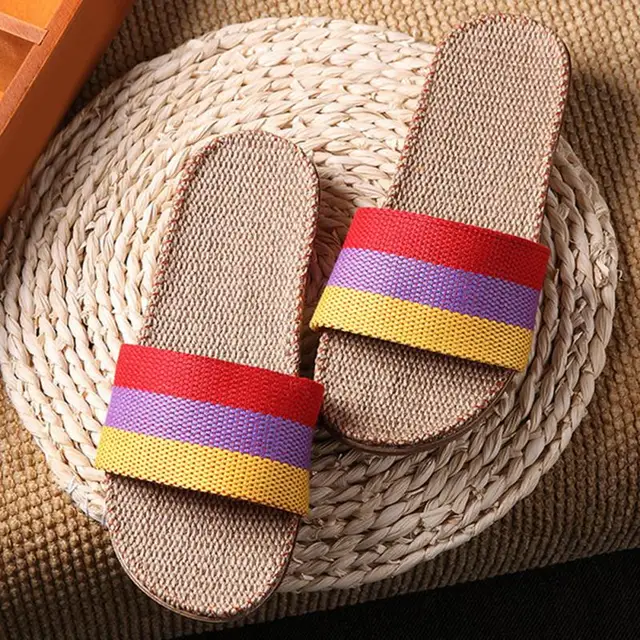 2017 Summer Unisex New Linen Slippers Couples Bedroom Indoor Shoes Anti-skid slippers