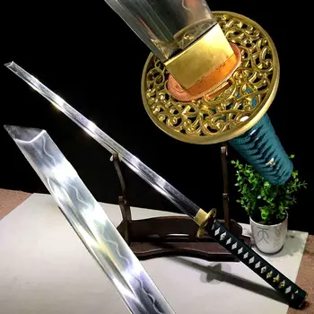 

High-Quality Ninja Straight Knife Full Tang T10 Steel Clay Tempered Blade Sharp Japanese Samurai Sword Katana Nice Copper Tsuba