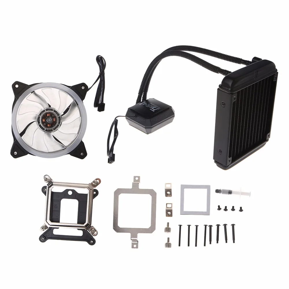 

Liquid Freezer Water Liquid Cooling System CPU Cooler Fan Radiator kit Fluid Dynamic Bearing 120mm Fan with Blue LED Light