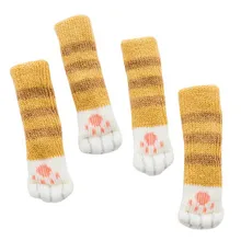 Милые Носки с рисунком кота стол и стул ногу протекторы для предотвращения вязаный мебель для дома на нескользящей подошве царапать перчатки 4 шт./компл