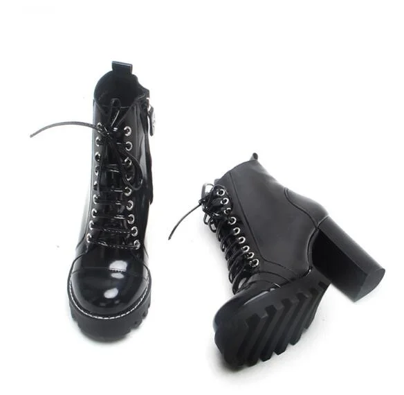 Sexy-High-Heel-Winter-Black-Ankle-Boots-Round-toe-Designer-Platform-Ladies-Lace-up-Motorcucle-Boots (2)