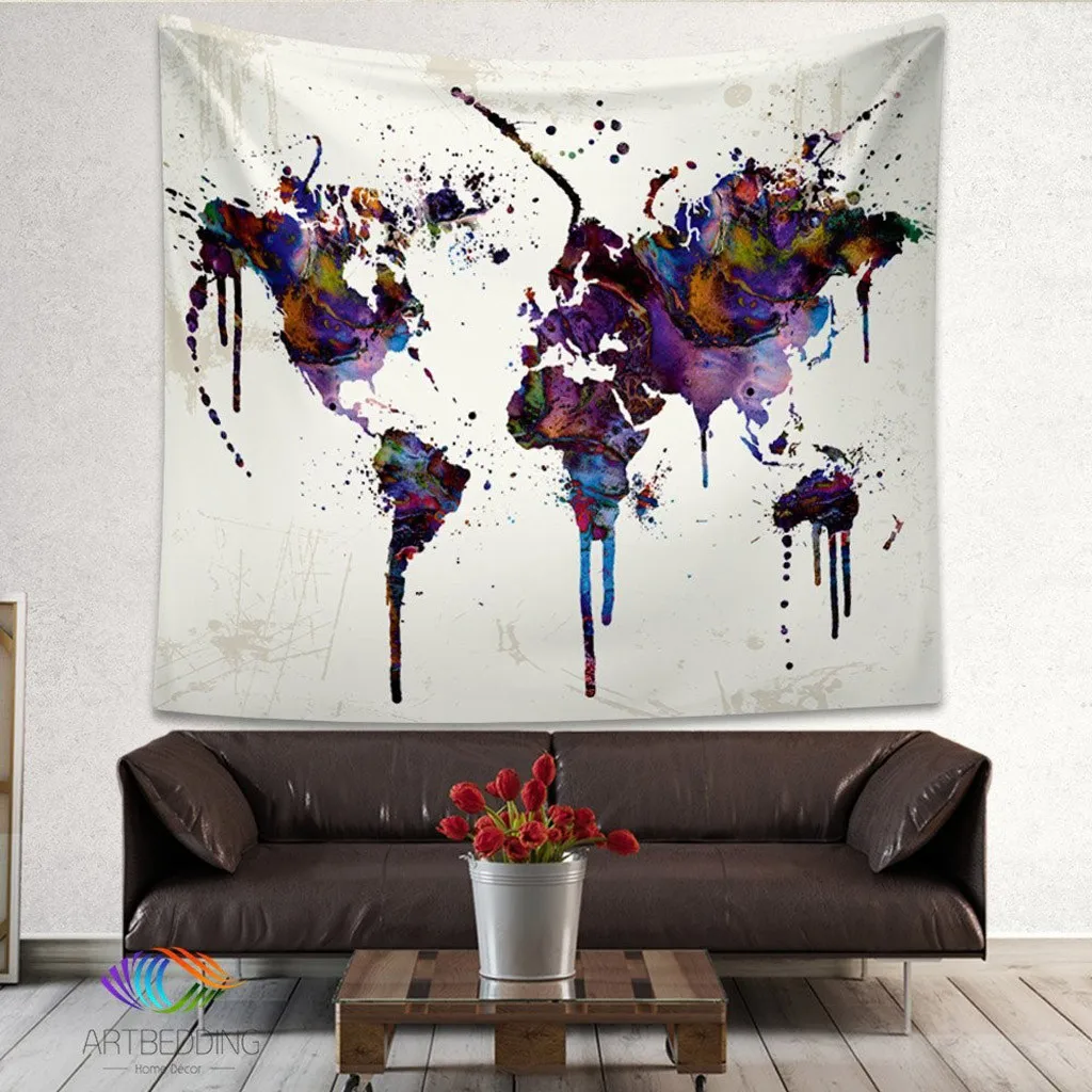 

Vintage World Map Wall Tapestries Hanging Hippie Tapestry Bedspread Yoga Mat New Tapestry Beach Home Textile Table Cloth