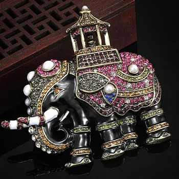 

12pcs/lot Wholesale two size Thailand Elephant Pearl Brooch For Men Jewelry Brand Enamel Brooches Bijuteriras Hijab Accessories