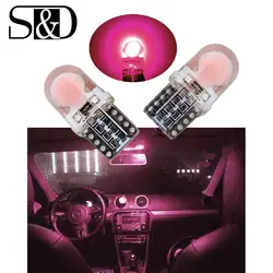 6 шт авто T10 Розовый и красный цвет 194 W5W 168 COB 8-SMD Silica автомобилей светодиодный супер яркий поворот боковой номерной знак свет лампы DC12V