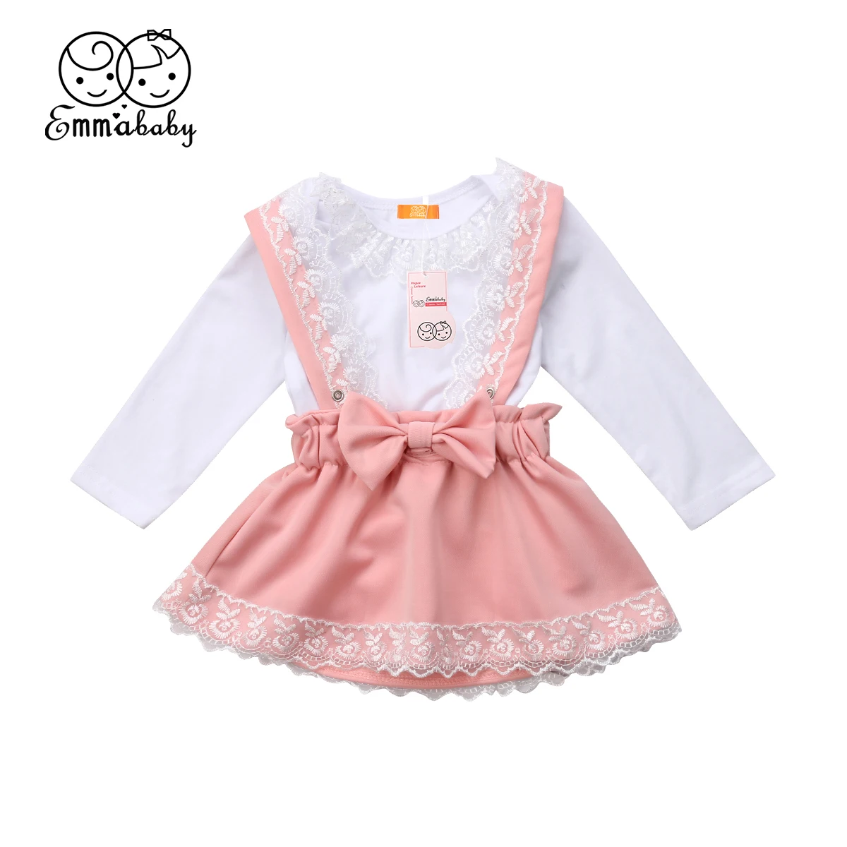 

2Pcs Newborn Kids Baby Girl Lace Top Romper Suspender Dress Outfit Clothes