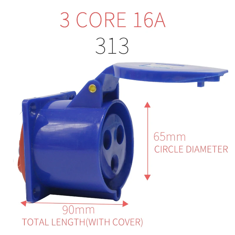 16A Промышленный разъем поверхностного монтажа гнездо скрытой установки гнездо 3 ядра водонепроницаемый LX-013 113 213 313 - Тип: Concealed socket 313