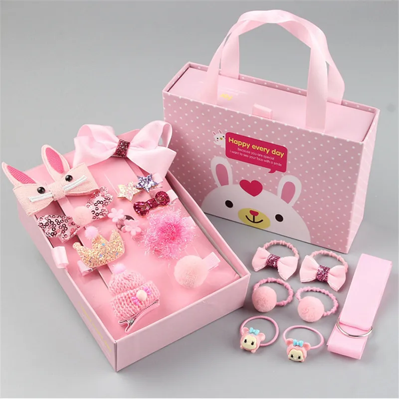 

Cute Fashion 18Pcs/set Hairpin Baby Girl Hair Bands Hair Clip Bow Flower Mini Barrettes Gift Box Set Kids Headwear Accessories