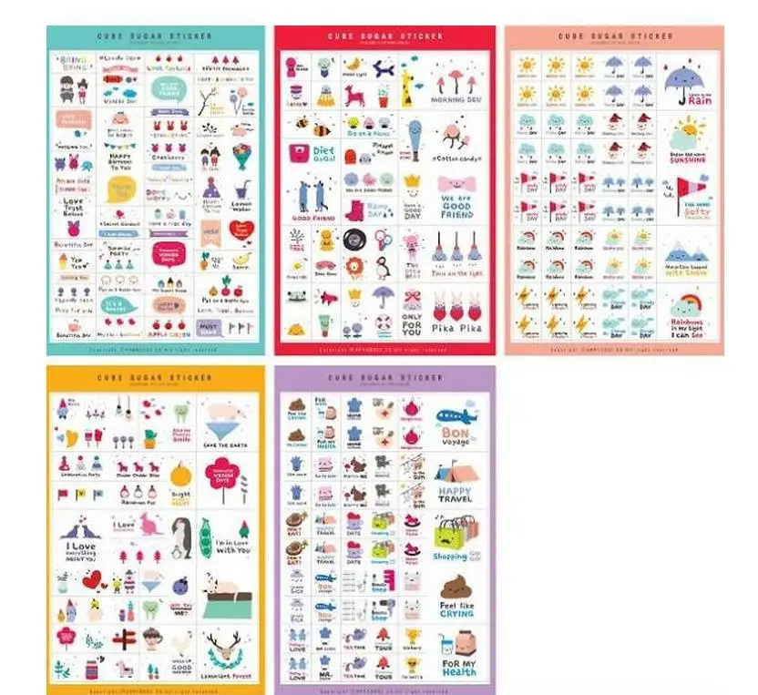 5 шт/комплект Qute Annhouse счастливый день ПВХ дневник Стикеры s Тетрадь наклейка для