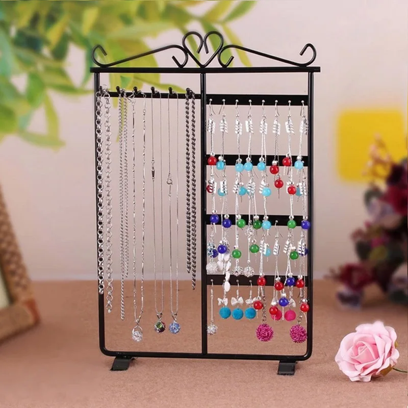 Fashion 32 Holes 6 Hooks Earrings Stud Necklace Jewelry Display Jewllery Organization Multifunction