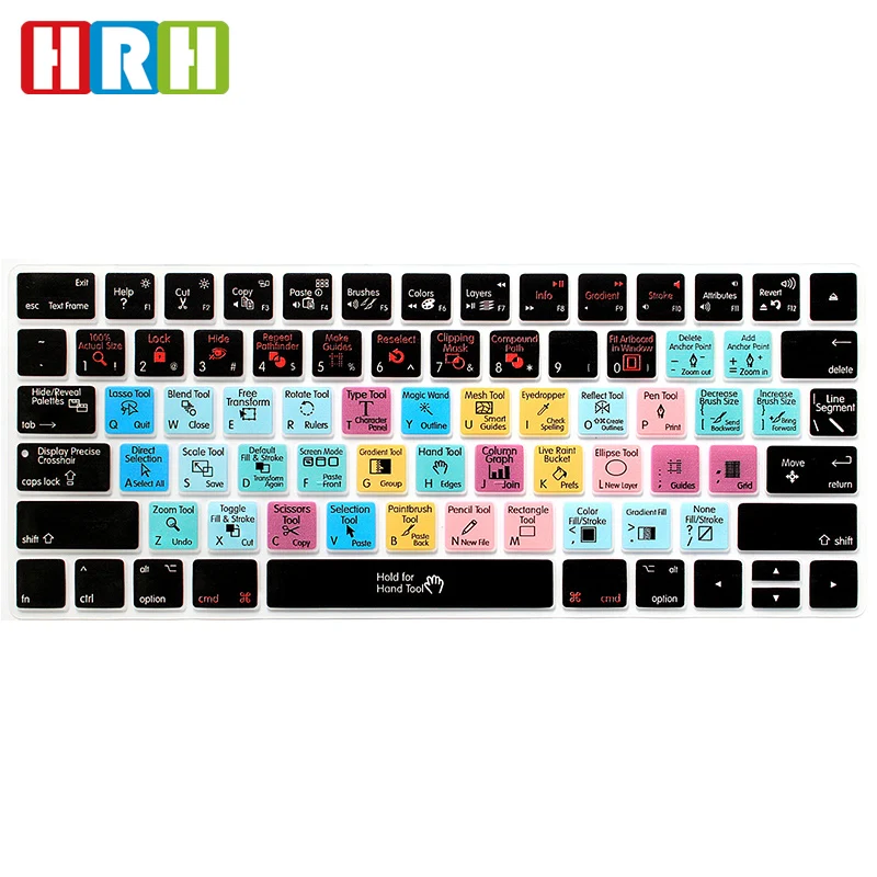 

HRH Adobe Illustrator AI Hotkeys Durable Silicone Keyboard Cover Skin For Apple Magic MLA22B/A US For Adobe Keyboard Protector