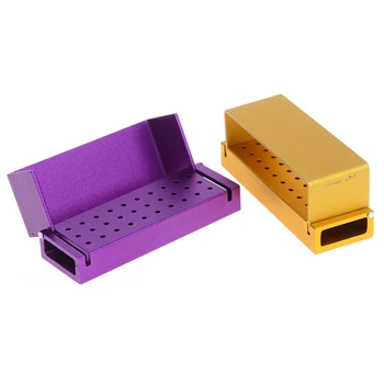

1pc 30 Holes Aluminum Dental Disinfection Box Autoclave Sterilizer Case Burs Endo Files Holder 70*25*30mm For Burs