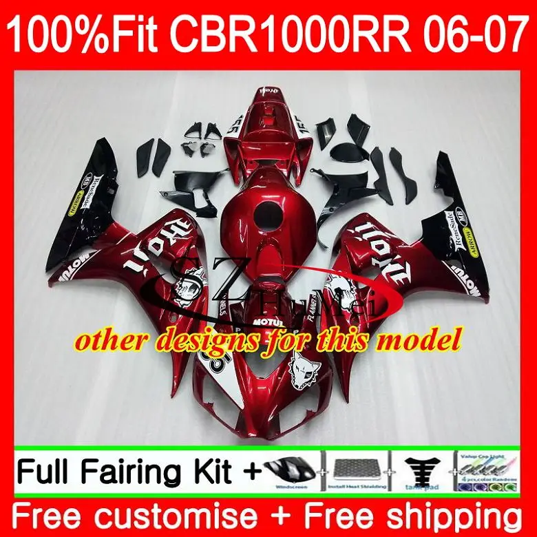 Инъекций средства ухода за кожей для HONDA CBR 1000 RR 06 07 CBR 1000RR 60SH19 CBR1000RR 06 07 CBR1000 RR 2006 2007 EUROBET красный OEM обтекатели комплект