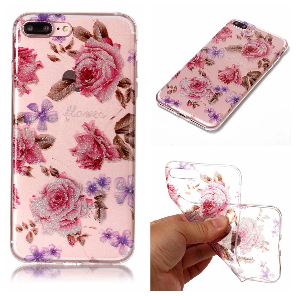 for apple iphone 5g 5s SE 6 6S plus 7 case Flash Glitter Silicone Bling PUG back Transparent phone Cover for iphone 7 plus Coque (10)