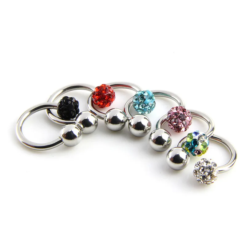 New Rhinestones Piercing Nose Ring Ball Horseshoe Circular Ring Labret
