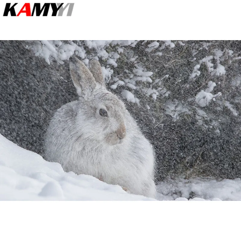 

Full Square Diamond embroidery Full Diamond mosaic DIY 3D Diamond painting Cross stitch Winter rabbit