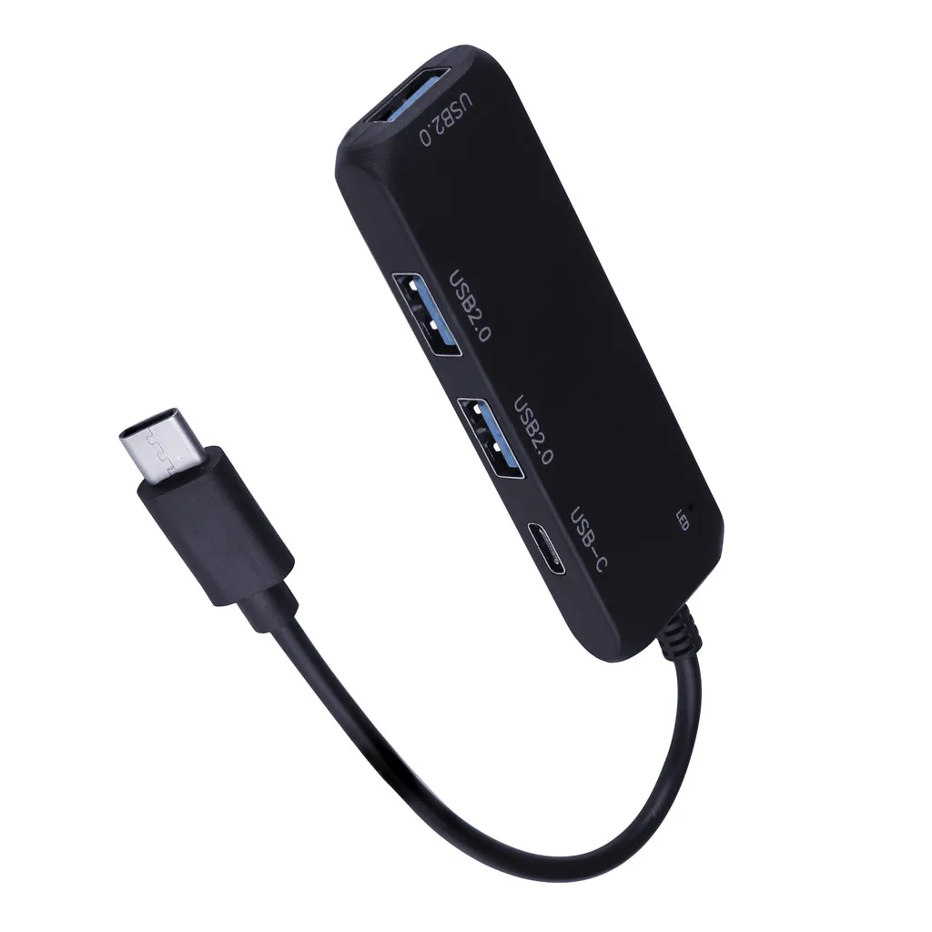 VOBERRY ультра-тонкий дизайн прозрачный USB/C 2,0 чип 4-портовый сигнал светодиодный концентратор, подходит для Windows горячего подключения и легкий