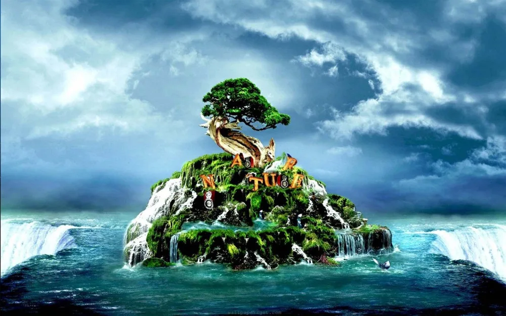 Home Decor Ocean Island Landscape Nature-Silk Art Poster Wall Sicker Decoration Gift