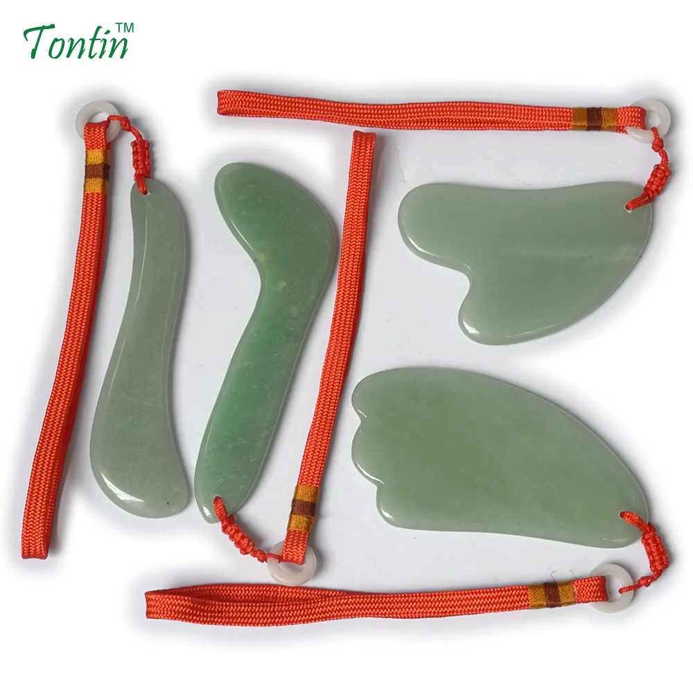 TONTIN NEW Acupuncture Massage Guasha Tool SPA Beauty kit Natural Aventurine 4 pcs/set (1pcs L 1pcs S 1pcs Y 1pcs triangle) россия платье s 4 spa