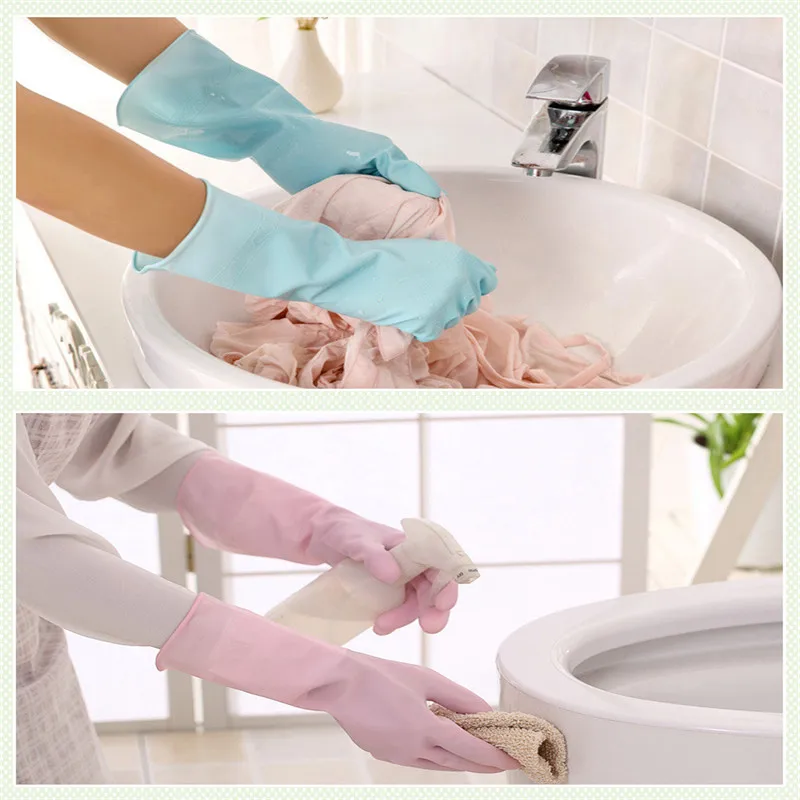 3 цвета резиновые перчатки прочные водонепроницаемые перчатки для мытья посуды с длинными рукавами для мытья перчаток