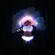 TC-187 Programmable women sexy dance dresses led luminous light bra ballroom dance led costumes bar RGB clothes led wings singer