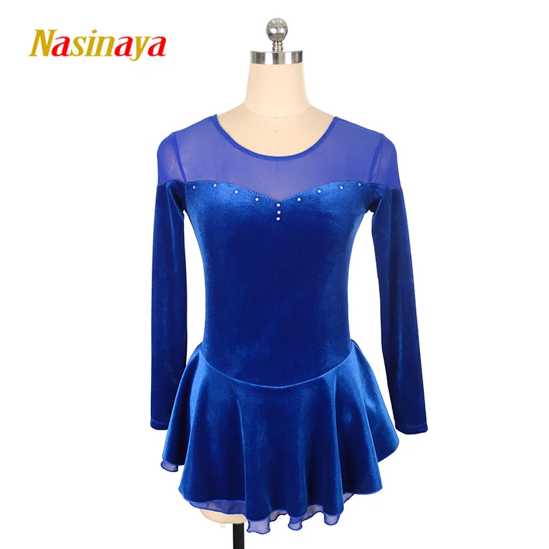Nasinaya Figure Skating Competition Training Dress Customized Women's and Children's Velvet Mesh Long Sleeve Clothing