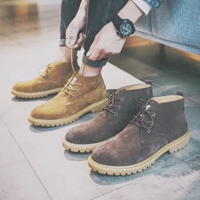 Shoes Boots Men's 2018 New Retro Thick Bottom Tide Leather British Short Fall Leisure High Help Tool | Обувь