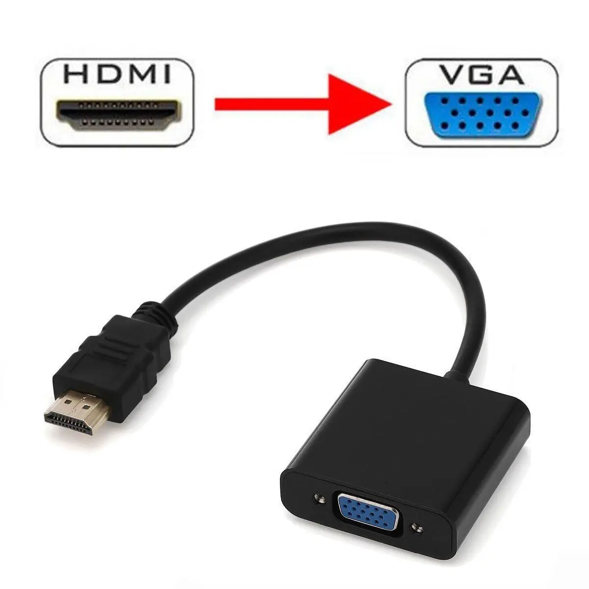 Черный 1080P HDMI Мужской к VGA Женский видео конвертер Кабель-адаптер hdmi к vga для ПК DVD