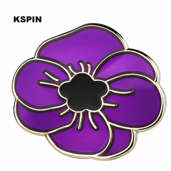 

Purple Poppy Flower Metal Badge Lapel Pins Brooch Jewelry Rozet in Badges Pin XY0373