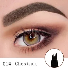 Водостойкий карандаш для бровей с вилочным наконечником, ручка для татуажа бровей, 4 головки, тонкий эскиз, усилитель бровей, корейская косметика