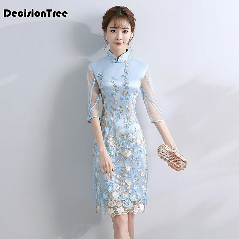 

2019 summer traditional modern chinese dress qipao cheongsam wedding dress for women womens long red green black plus silk