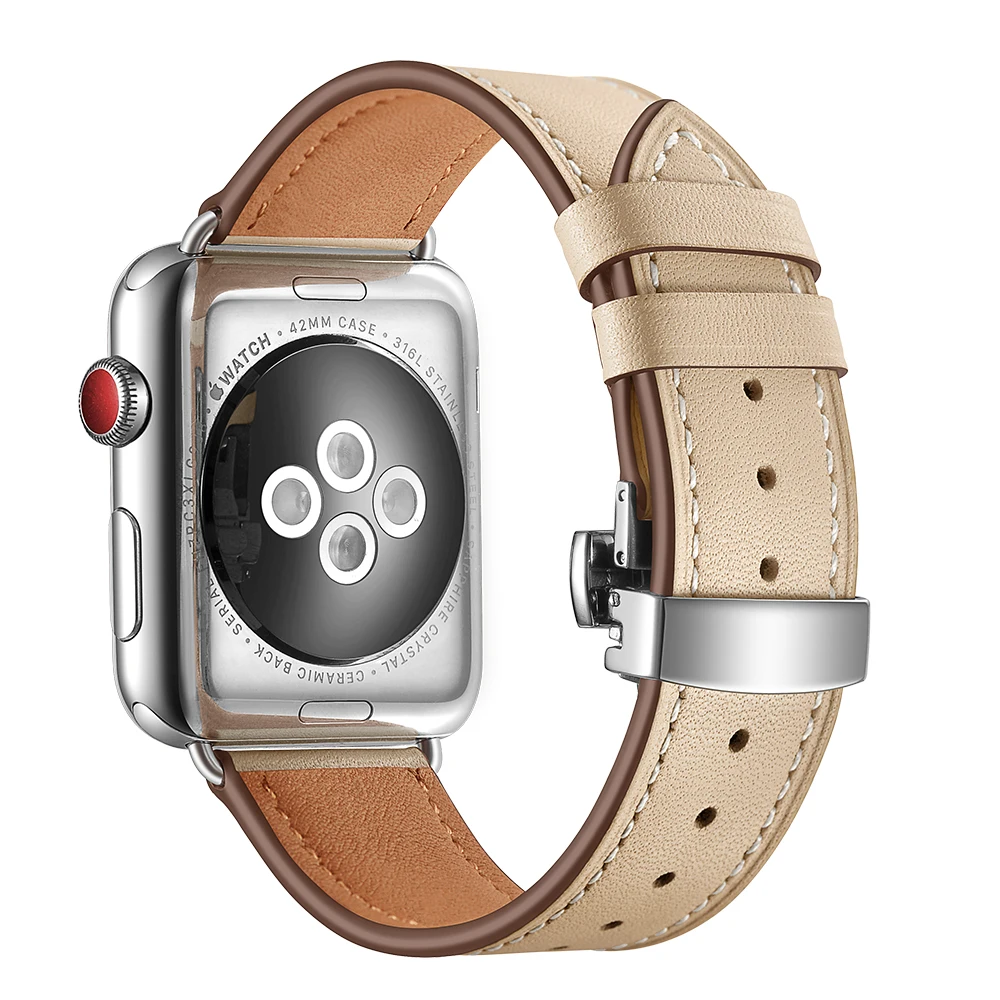Роскошный браслет с бабочкой из натуральной кожи для Apple Watch Band 38 мм 42 мм 40 мм 44 мм для Apple iWatch Series 1 2 3 4 браслет ремень