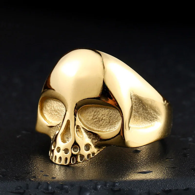 

3 Color Titanium Steel Skull Rings Gold Color Men Hip Hop Rock Ring High Polishing Male Punk Jewelry Gift