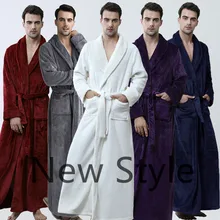 Горячая Распродажа модный мужской длинный зимний банный халат мягкая тепловая фланеливая ткань чистый цветной халат для гостиницы красные халаты для невесты стиль корта пижамы