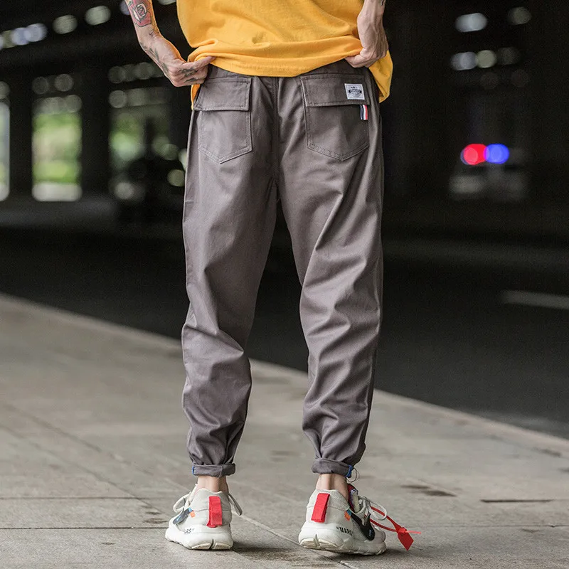 2019 Summer new wild nine pants overalls joggers men's sweatpants casual solid color loose hip hop streetwear S-2XL