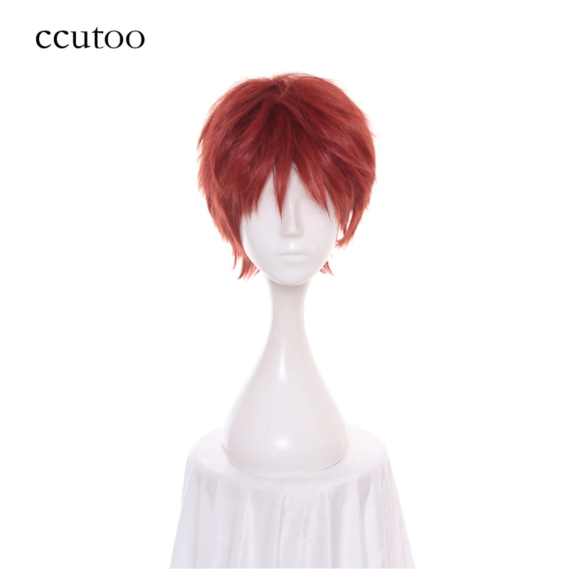 

ccutoo 30cm Fate/Stay Night Emiya Shirou Short Fluffy Layered Red Orange Cosplay Wig Synthetic Hair Heat Resistance fiber