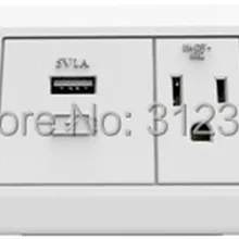 США Тип три гнездо розетки 125 V 60Hz 15A один USB DC 5 V 1000mA Белый Блок розеток в японском стиле