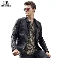 KENNTRICE ファッションバーシティベースボール革のジャケットパッチワーク男性コートカレッジ秋男性のジャケット生き抜く