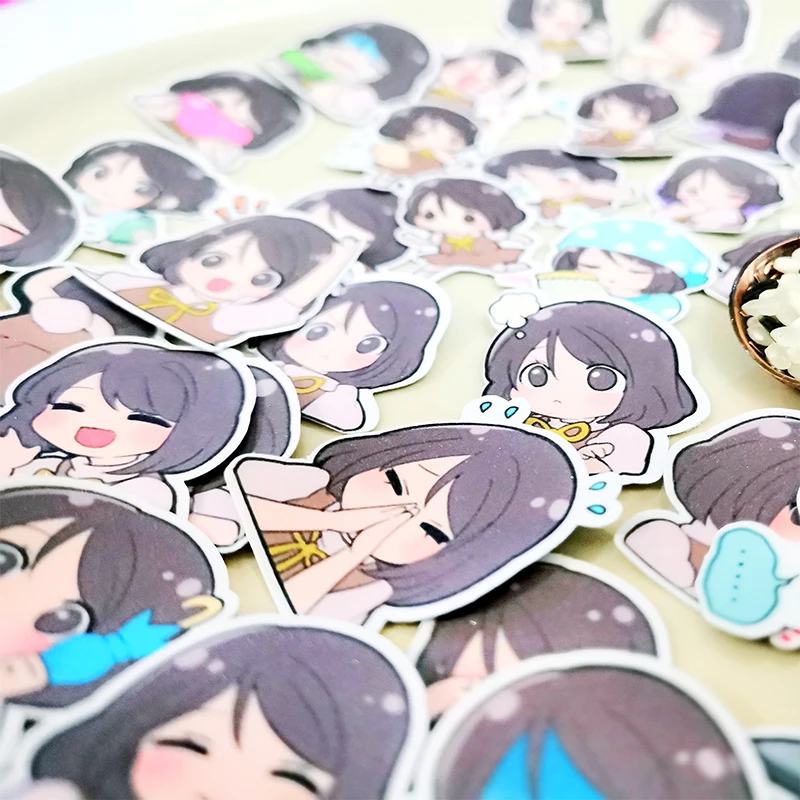 

20/40pcs Beautiful Cute Cartoon Little Girl Diary Clip Art Sticker Skateboard Doodle Notebook Sticker