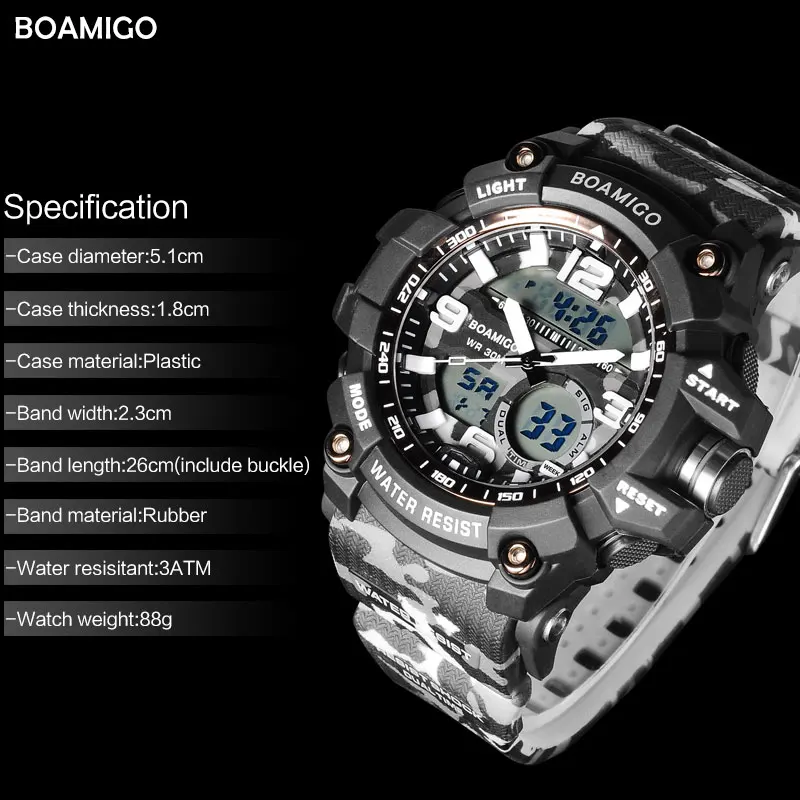 Dual Display Analog Men Sport Military Army Watches Electronic LED Digital Watch Male Shock Water Resistant Clock Reloj Hombre