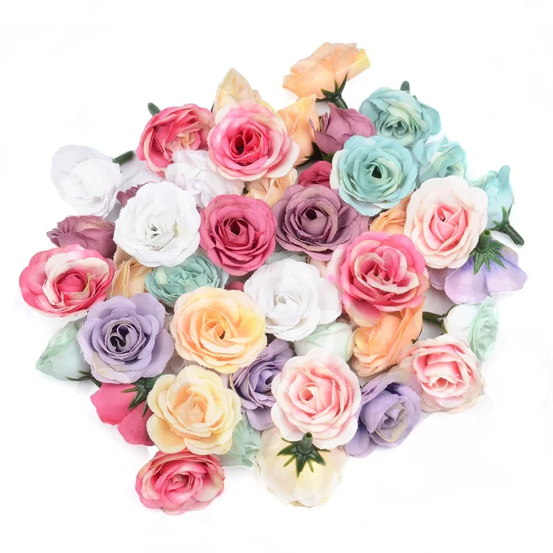 

500pcs 2cm Silk Mini Rose Heads Artificial Flower For Wedding Party Home Room Decoration Marriage Hats Accessories Cheap Flower