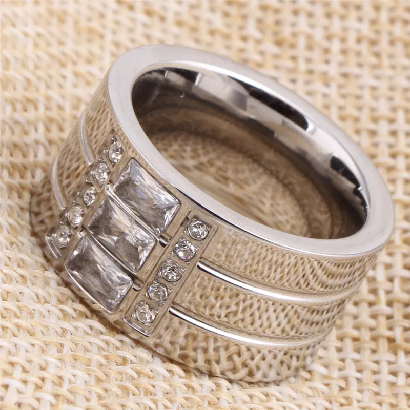 Modyle Fashion Rings For Women White Zircon Gold Color Stainless Steel Wedding Engagement Rings For Men